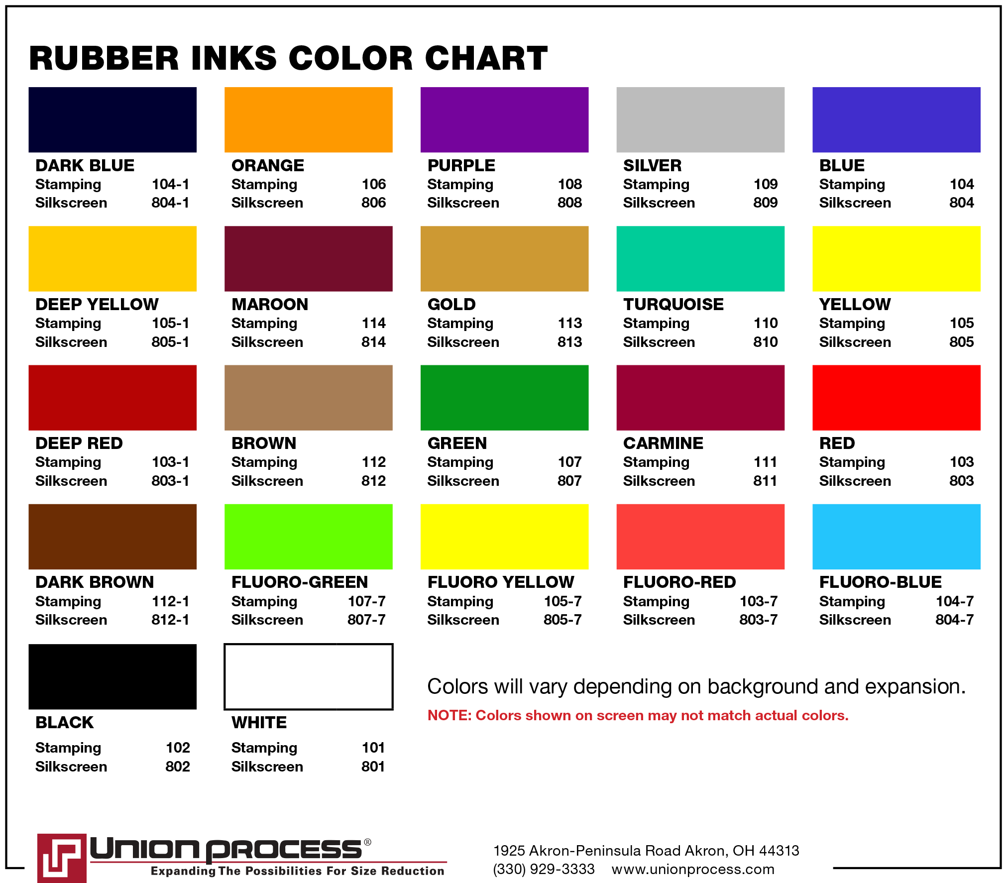 Union Ink Color Chart - Infoupdate.org